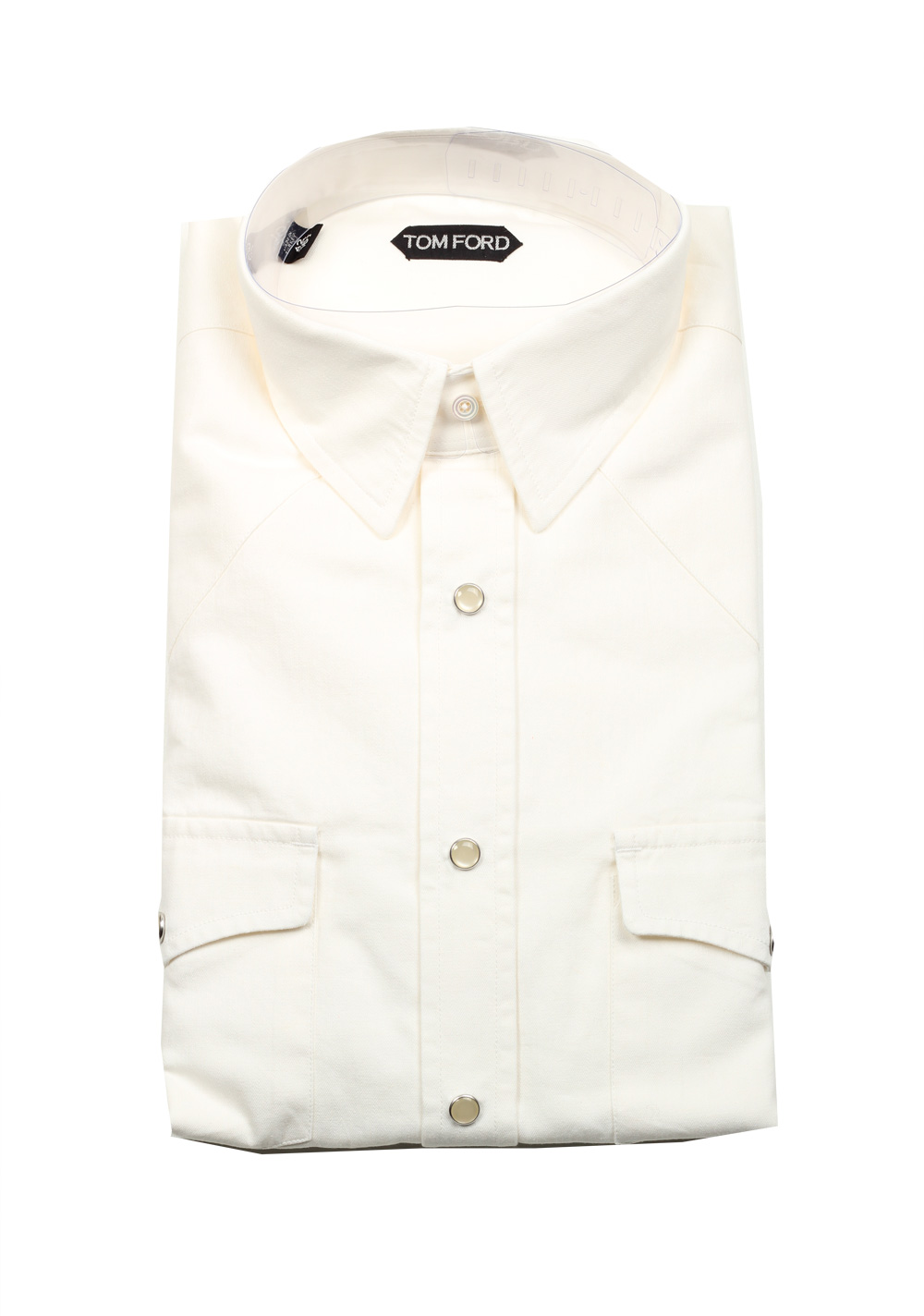 TOM FORD Solid White Casual Shirt Size 42 / 16,5 U.S. | Costume Limité