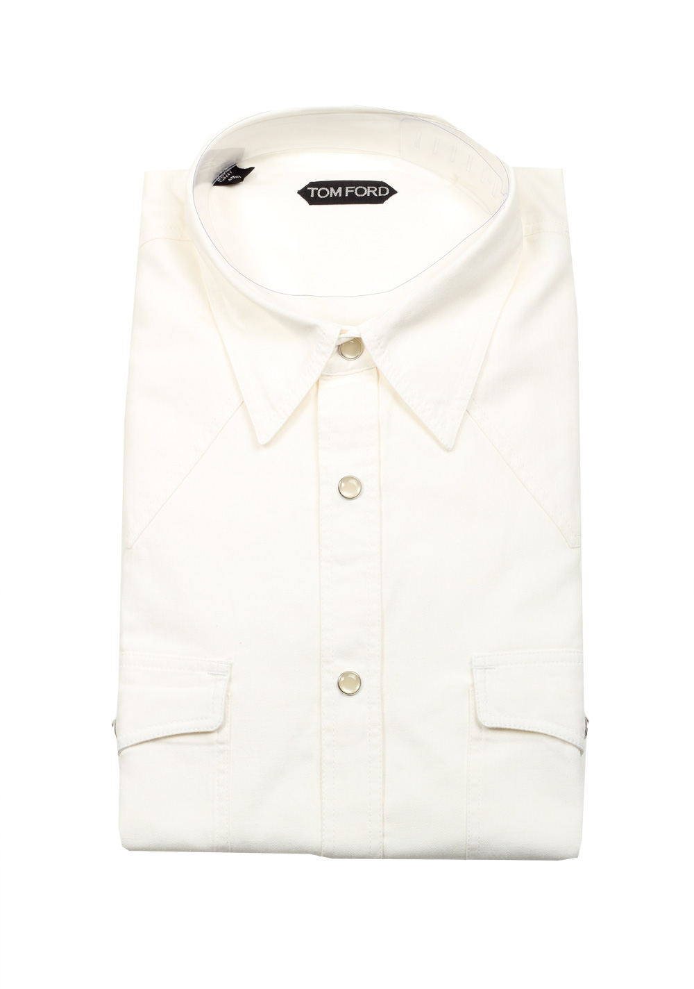 TOM FORD Solid White Casual Shirt Size 43 / 17 U.S. | Costume Limité