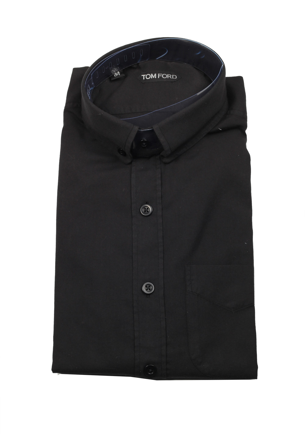 TOM FORD Solid Black Casual Button Down Shirt Size 44 / 17,5 U.S. | Costume Limité