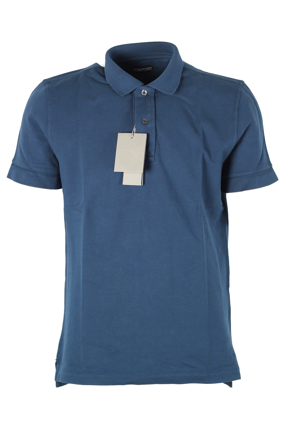 TOM FORD Blue Piquet Short Sleeve Polo Shirt Size 52 / 42R U.S. | Costume Limité
