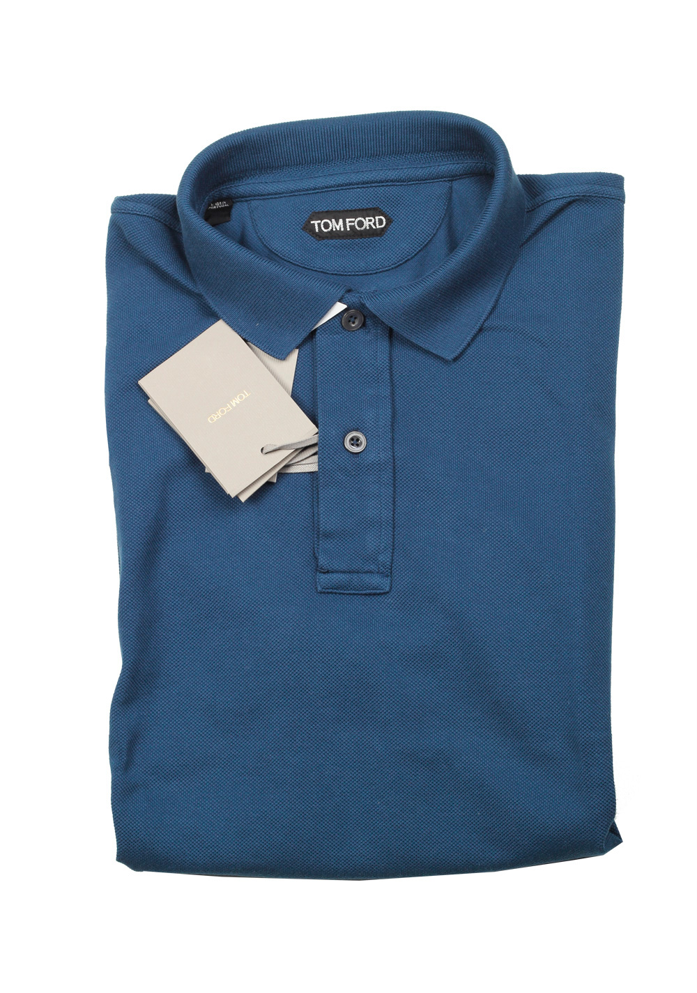 TOM FORD Blue Piquet Short Sleeve Polo Shirt Size 60 / 50R U.S. | Costume Limité