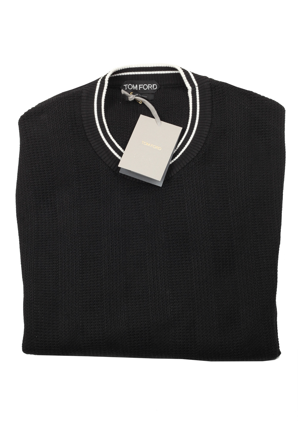 TOM FORD Black Crew Neck Sweater Size 54 / 44R U.S. Silk Cotton | Costume Limité