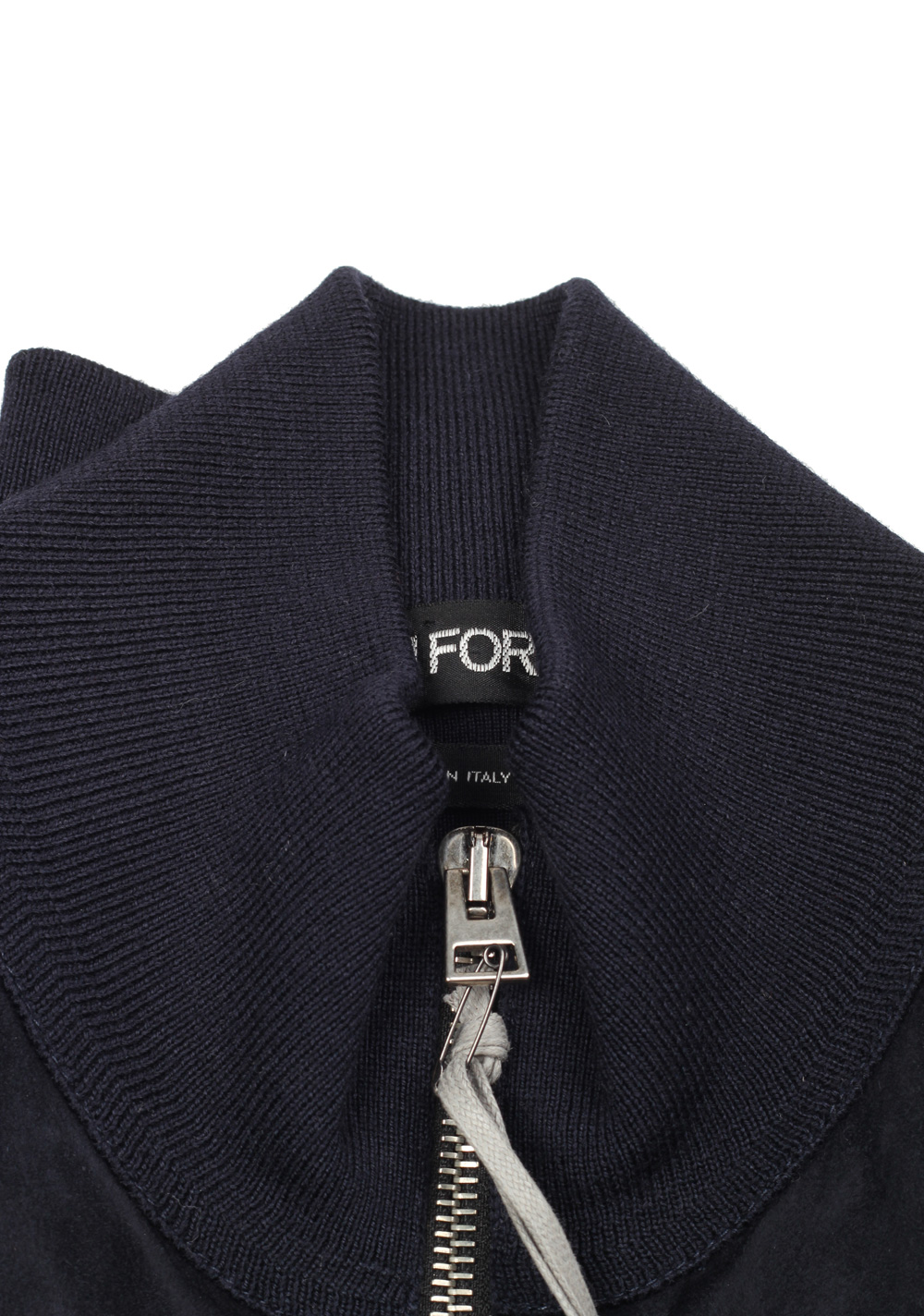 TOM FORD Blue Suede Zipper Cardigan Size 48 / 38R U.S. In Wool | Costume Limité