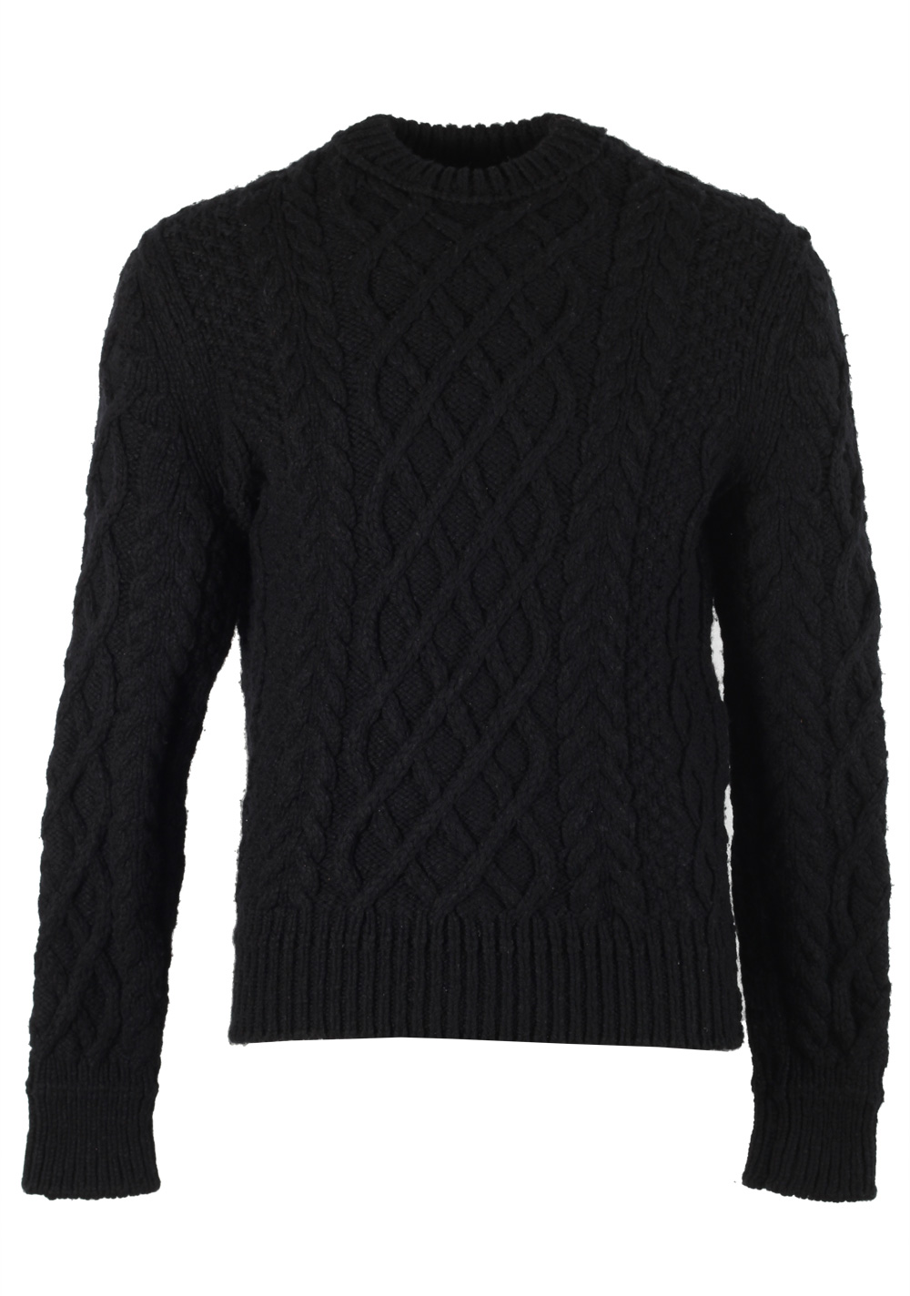 TOM FORD Black Cable Knit Sweater Size 48 / 38R U.S. In Silk Blend | Costume Limité