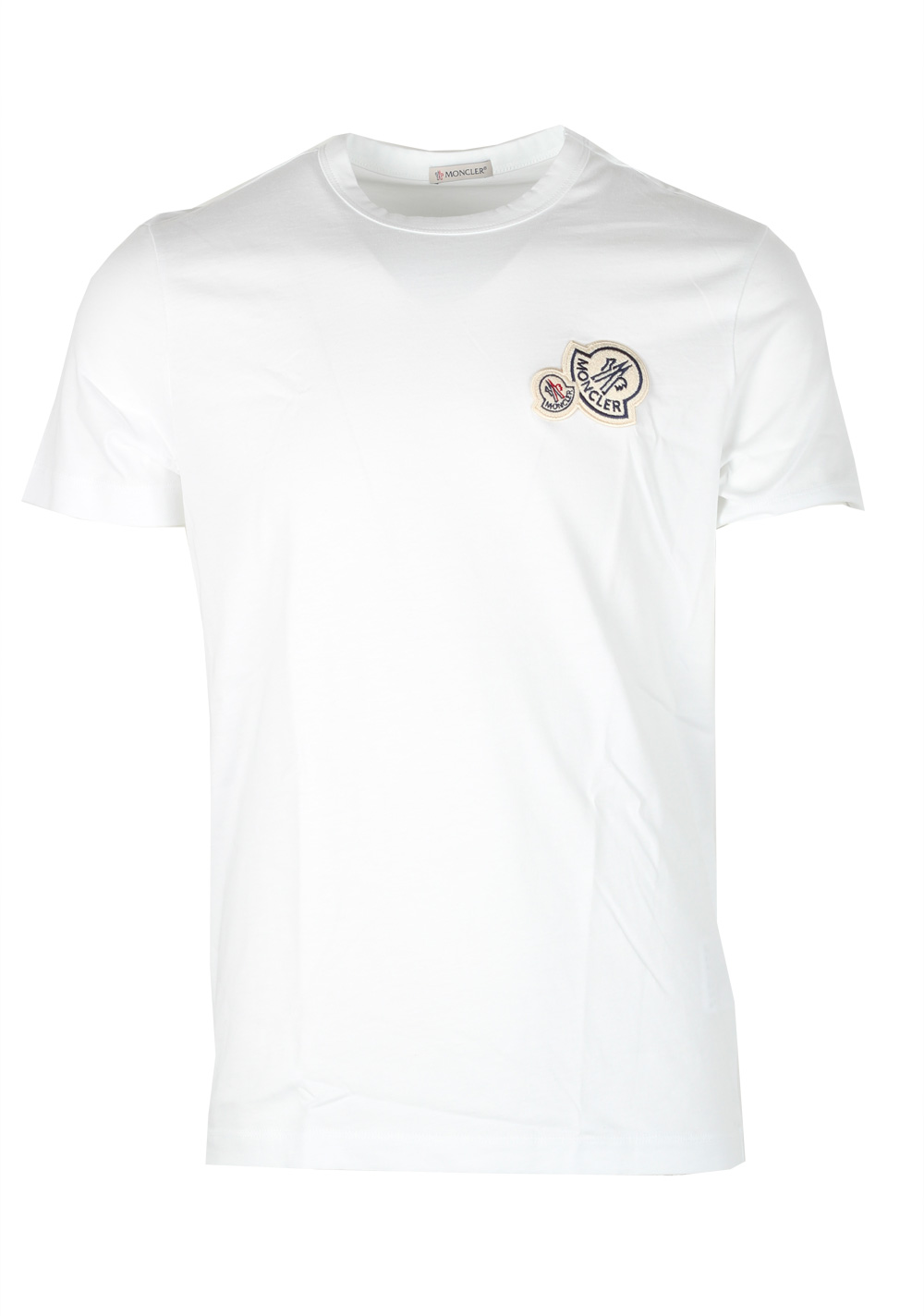 Moncler White Brand Patch Crew Neck Tee Shirt Size L / 40R U.S. | Costume Limité