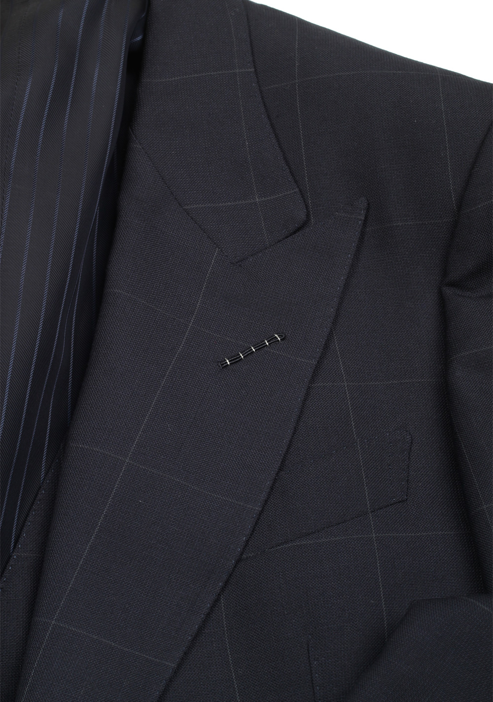 TOM FORD Shelton Checked Blue 3 Piece Suit Size 48C / 38S U.S. In Wool Mohair | Costume Limité