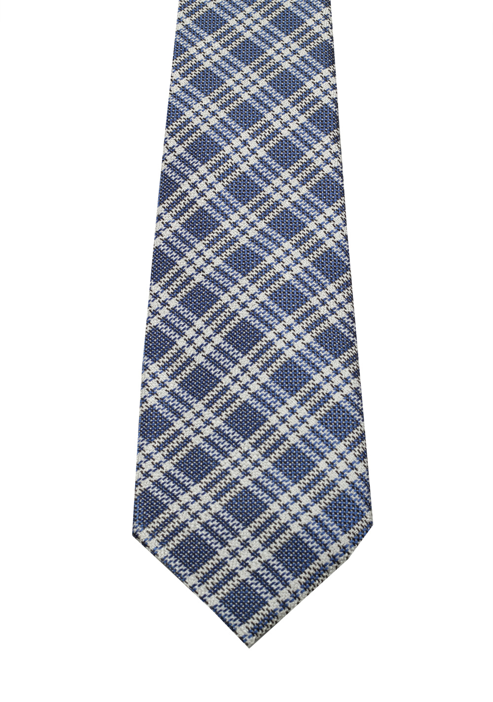TOM FORD Checked Blue Tie In Silk | Costume Limité
