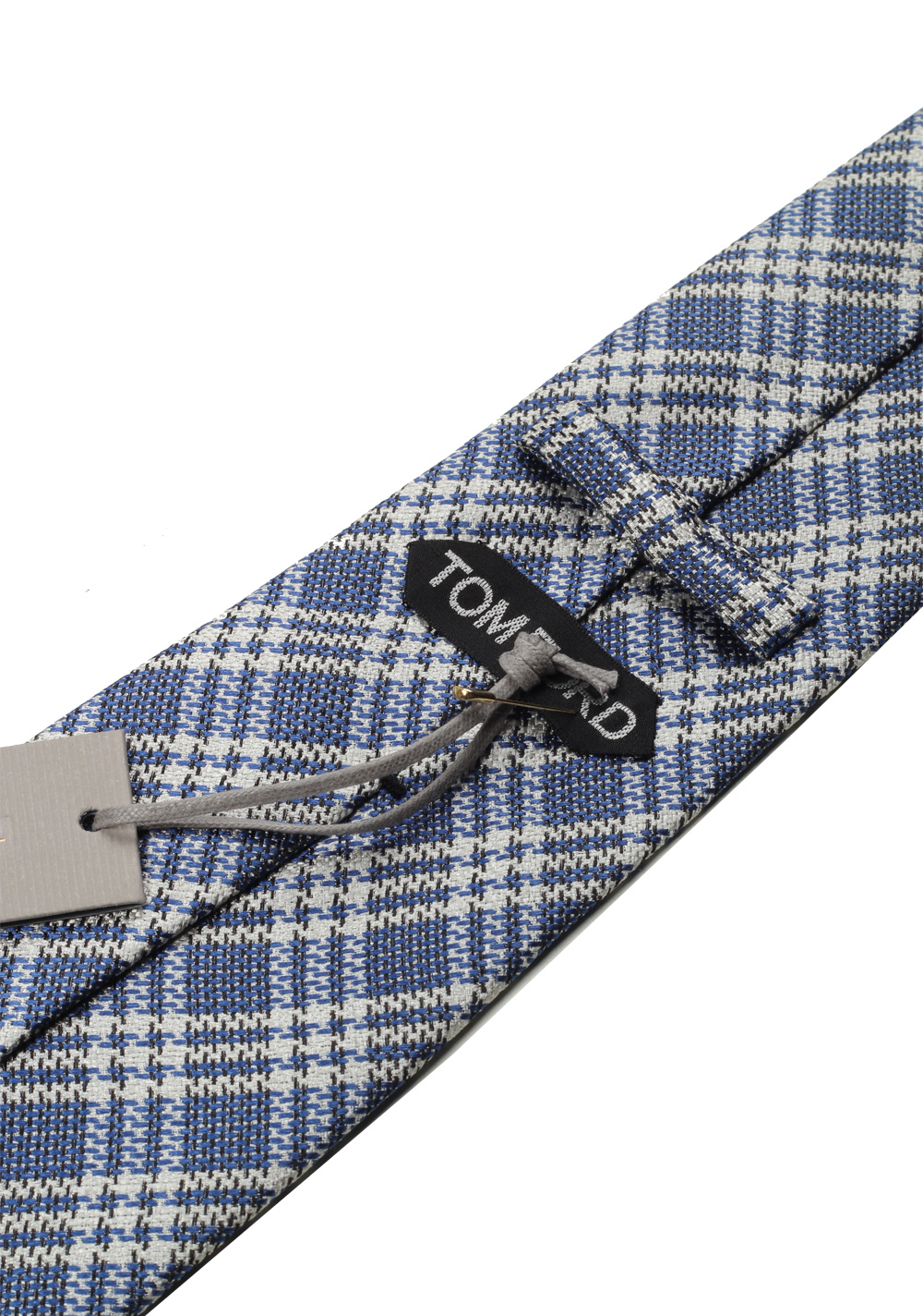 TOM FORD Checked Blue Tie In Silk | Costume Limité
