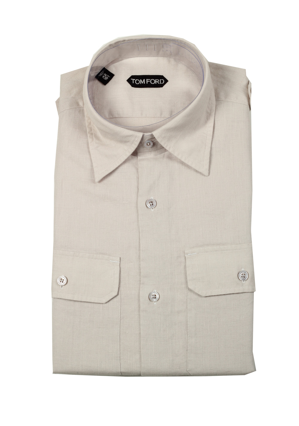 TOM FORD Solid Beige Casual Shirt Size 42 / 16,5 U.S. | Costume Limité