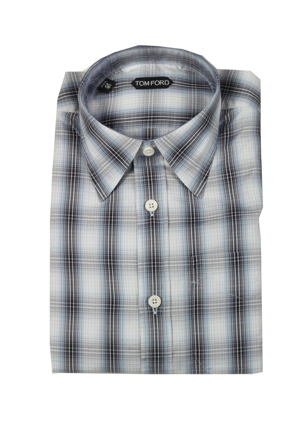 TOM FORD Checked Gray Blue Casual Shirt Size 42 / 16,5 U.S. | Costume Limité