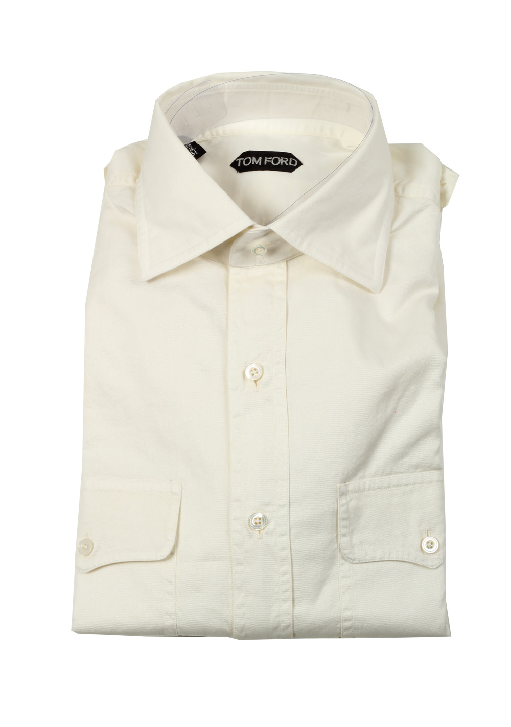 TOM FORD Solid Off White Casual Shirt Size 42 / 16,5 U.S. | Costume Limité