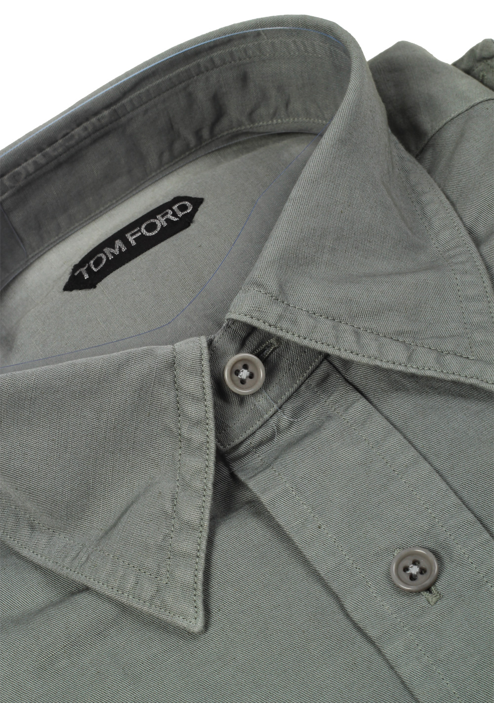 TOM FORD Solid Green Casual Shirt Size 42 / 16,5 U.S. | Costume Limité