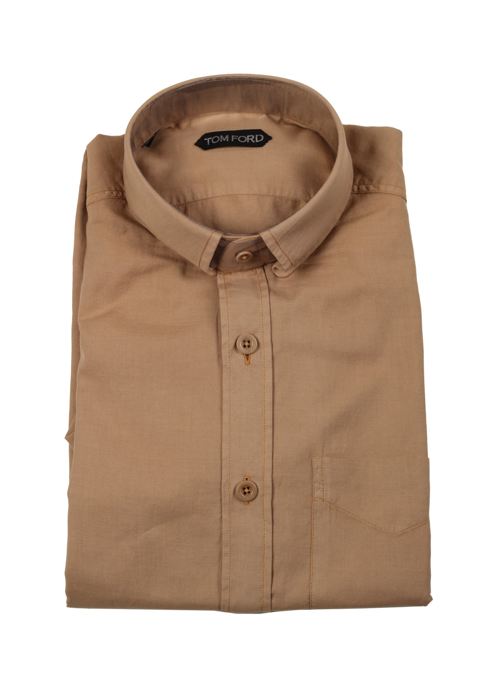 TOM FORD Solid Beige Casual Shirt Size 42 / 16,5 U.S. | Costume Limité
