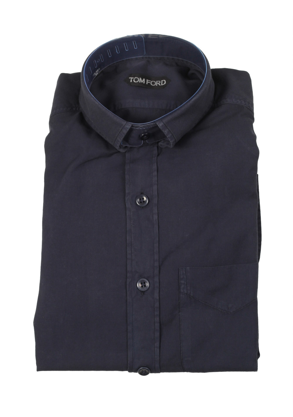 TOM FORD Solid Blue Casual Shirt Size 40 / 15,75 U.S. | Costume Limité