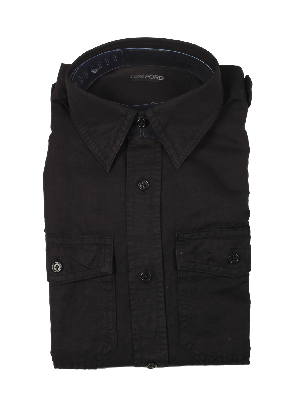 TOM FORD Solid Black Casual Shirt Size 39 / 15,5 U.S. | Costume Limité