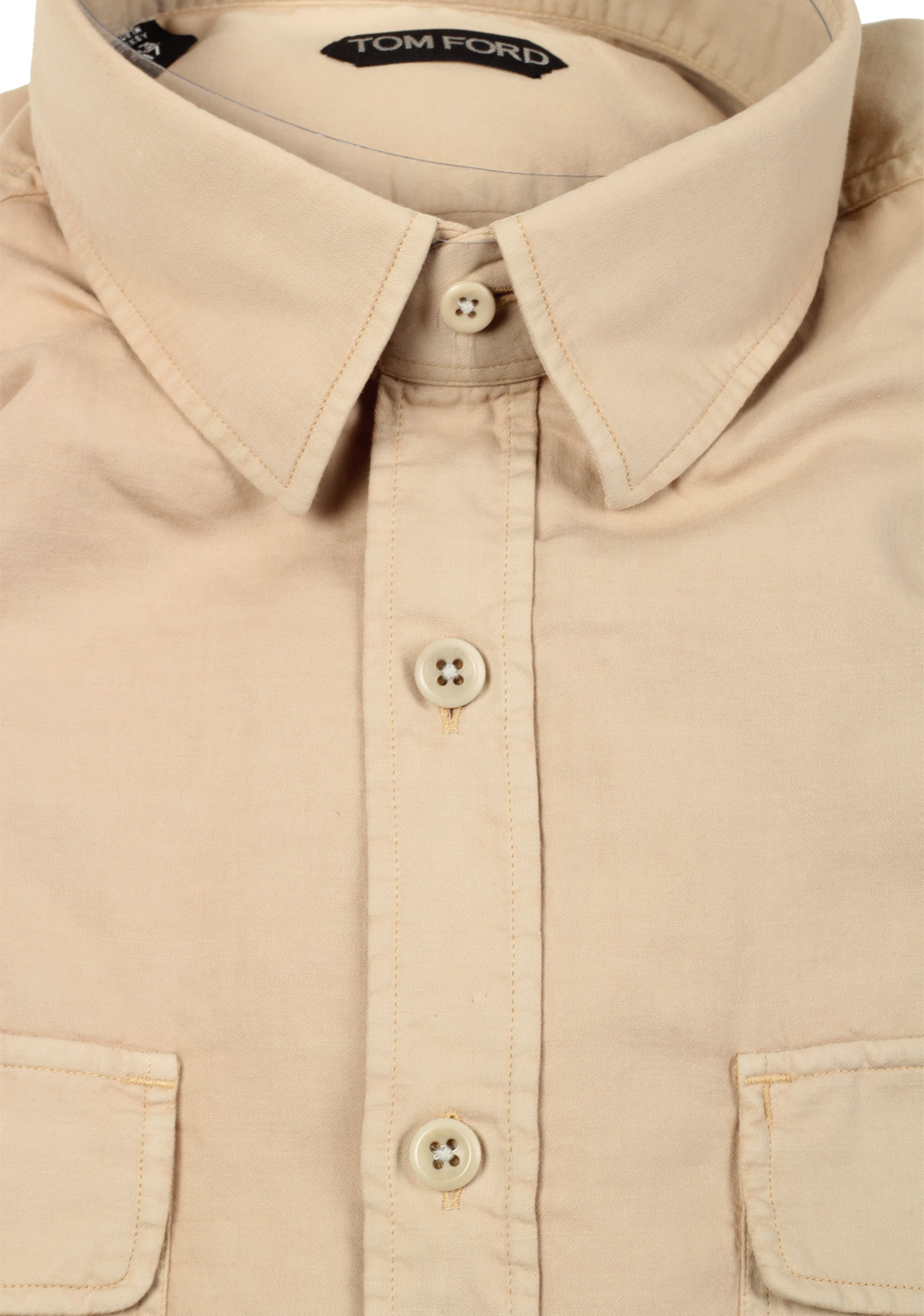 TOM FORD Solid Beige Casual Shirt Size 43 / 17 U.S. | Costume Limité