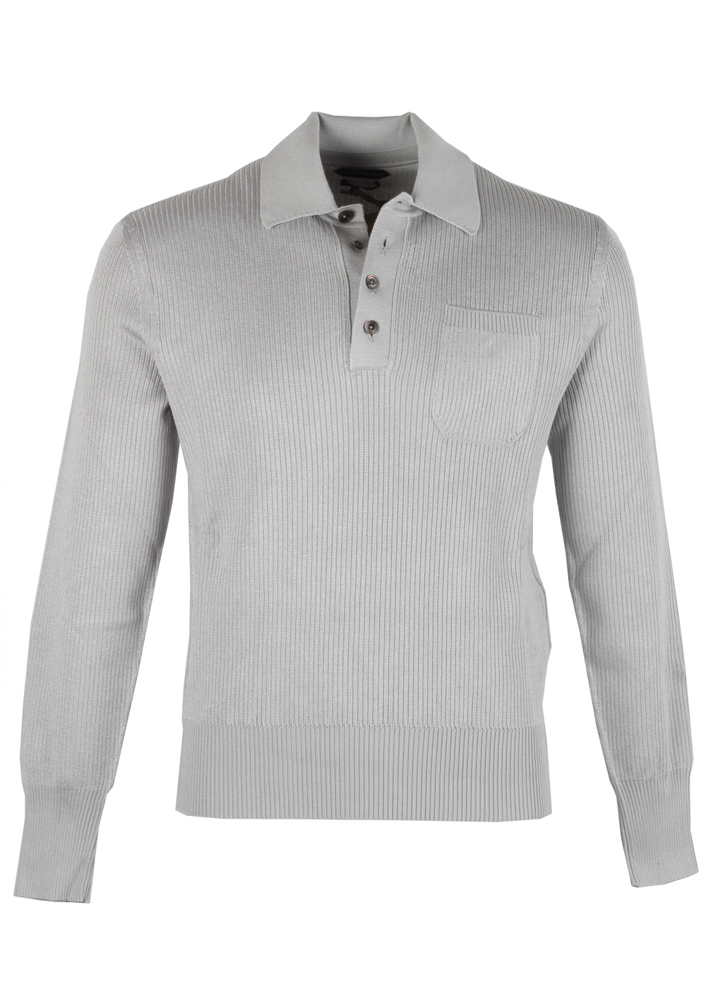 TOM FORD Gray Long Sleeve Slim Fit Polo Size 56 / 46R U.S. | Costume Limité