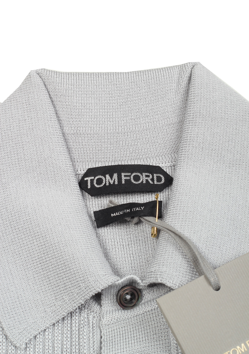 TOM FORD Gray Long Sleeve Slim Fit Polo Size 56 / 46R U.S. | Costume Limité