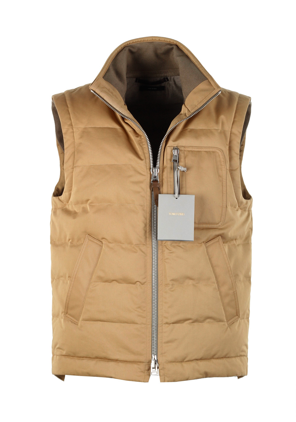 TOM FORD Beige Quilted Shell Down Gilet Vest Size 48 / 38R U.S. Outerwear | Costume Limité