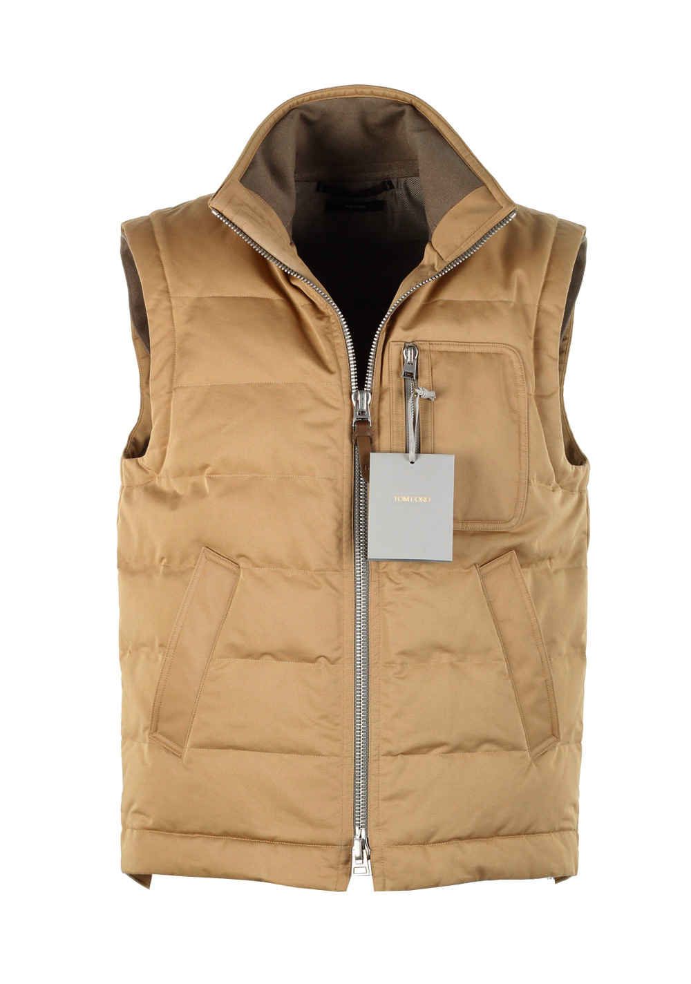 TOM FORD Beige Quilted Shell Down Gilet Vest Size 48 / 38R U.S. Outerwear