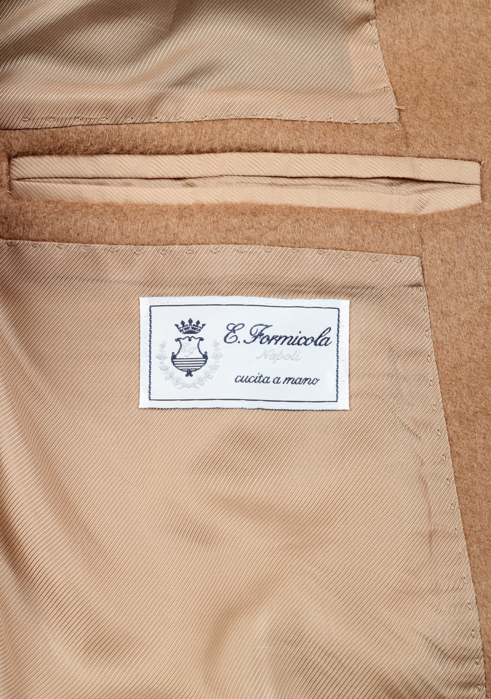 Errico Formicola Camel Double Breasted Over Coat Size 52 / 42R U.S. | Costume Limité