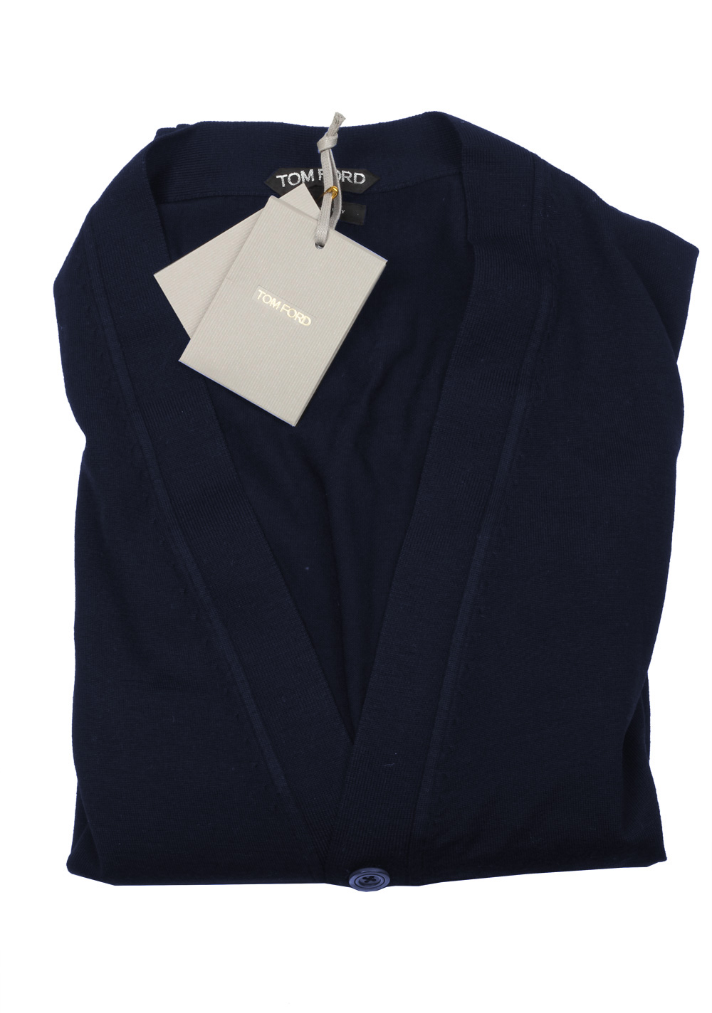 TOM FORD Blue Button Cardigan Size 44 / 34R U.S. In Wool | Costume Limité