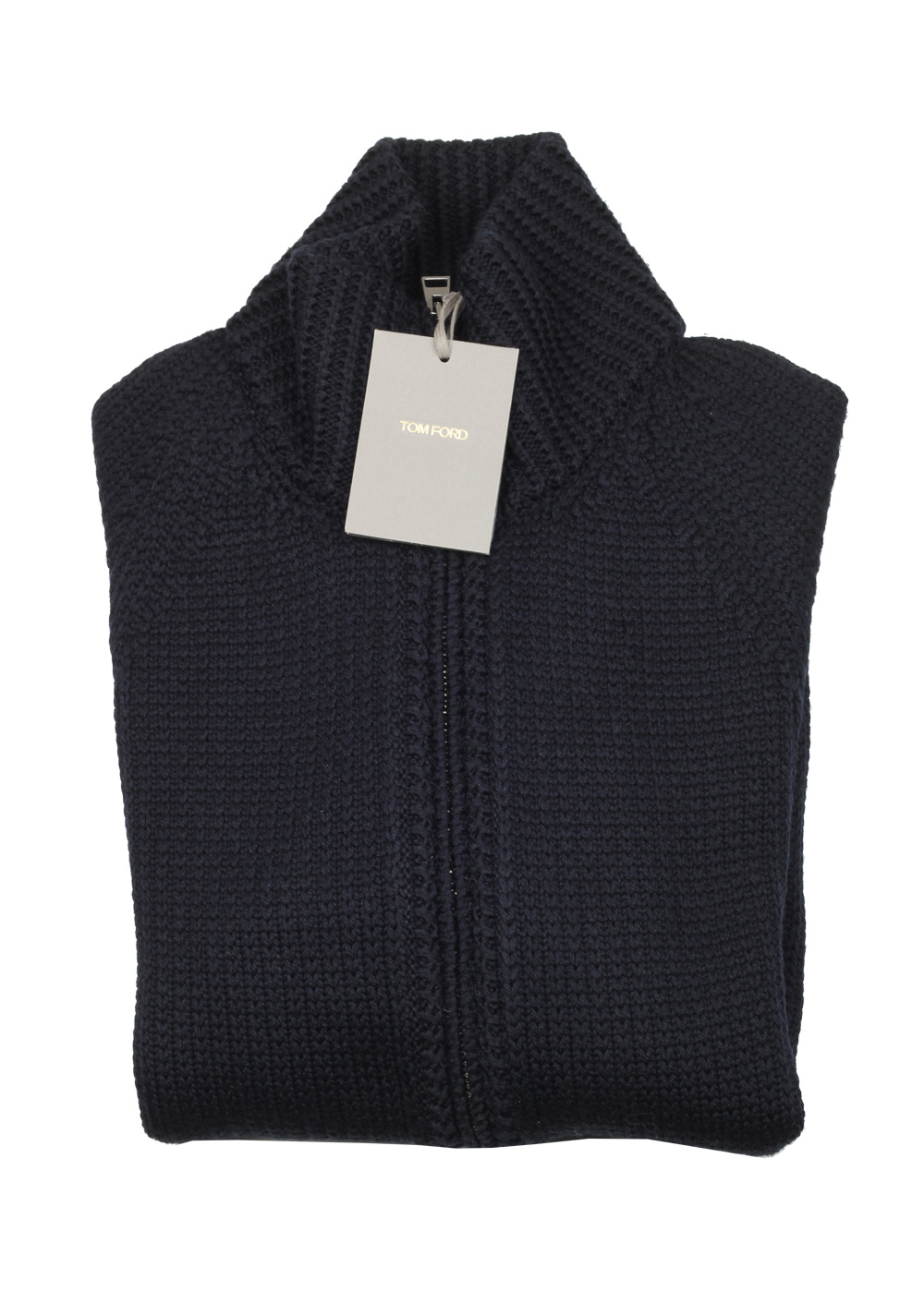TOM FORD Blue Zipper Cardigan Size 48 / 38R U.S. In Wool | Costume Limité