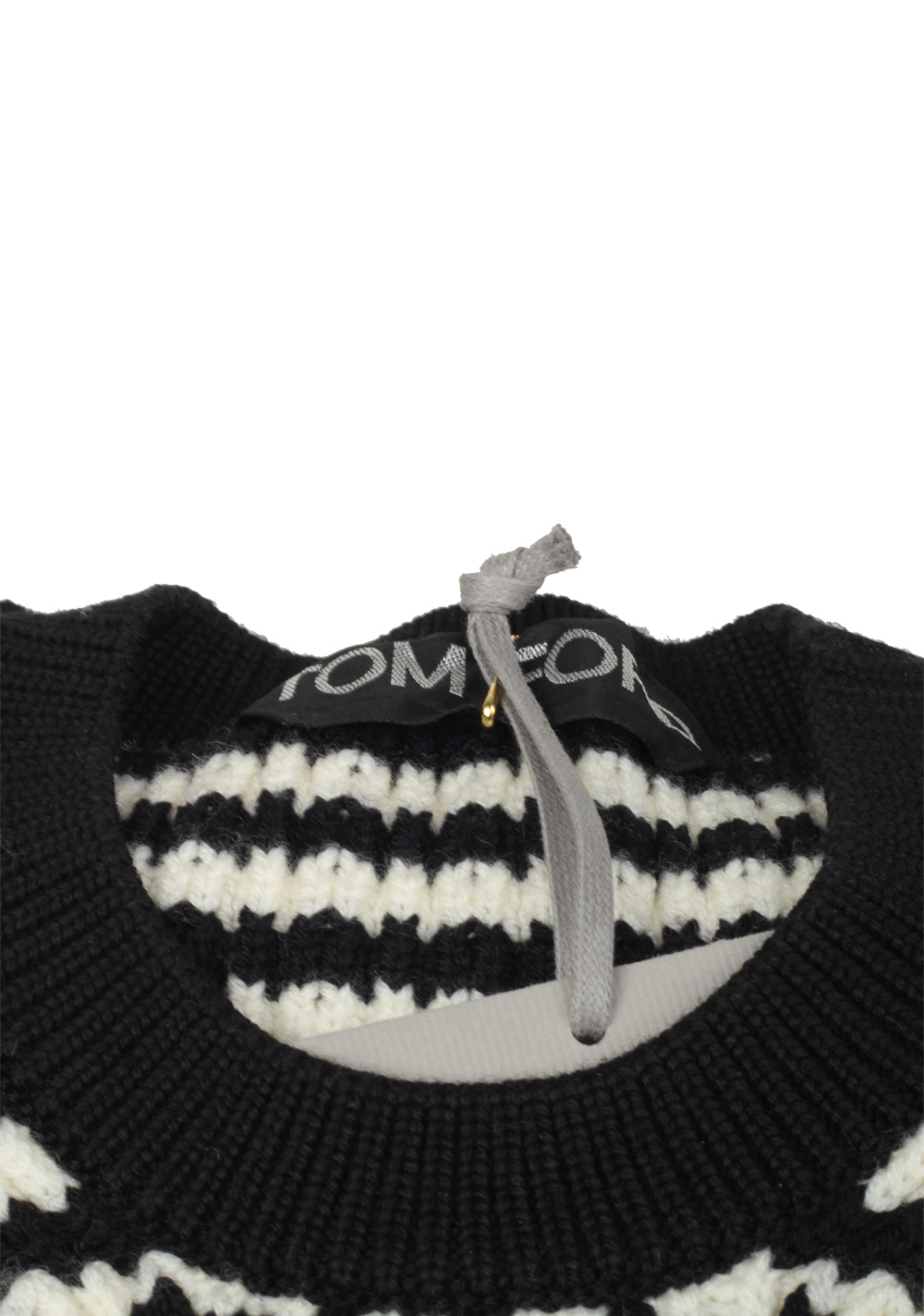 TOM FORD Black White Crew Neck Sweater Size 48 / 38R U.S. In Wool | Costume Limité