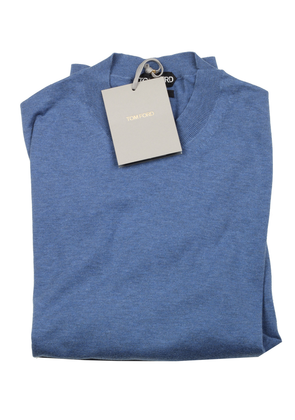 TOM FORD Blue Crew Neck Sweater Size 48 / 38R U.S. In Cotton | Costume Limité