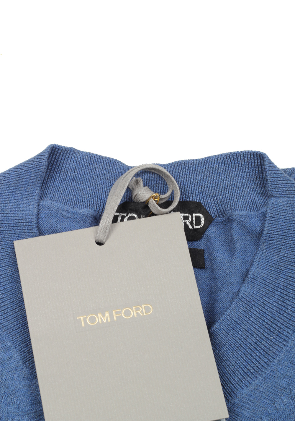 TOM FORD Blue Crew Neck Sweater Size 48 / 38R U.S. In Cotton | Costume Limité