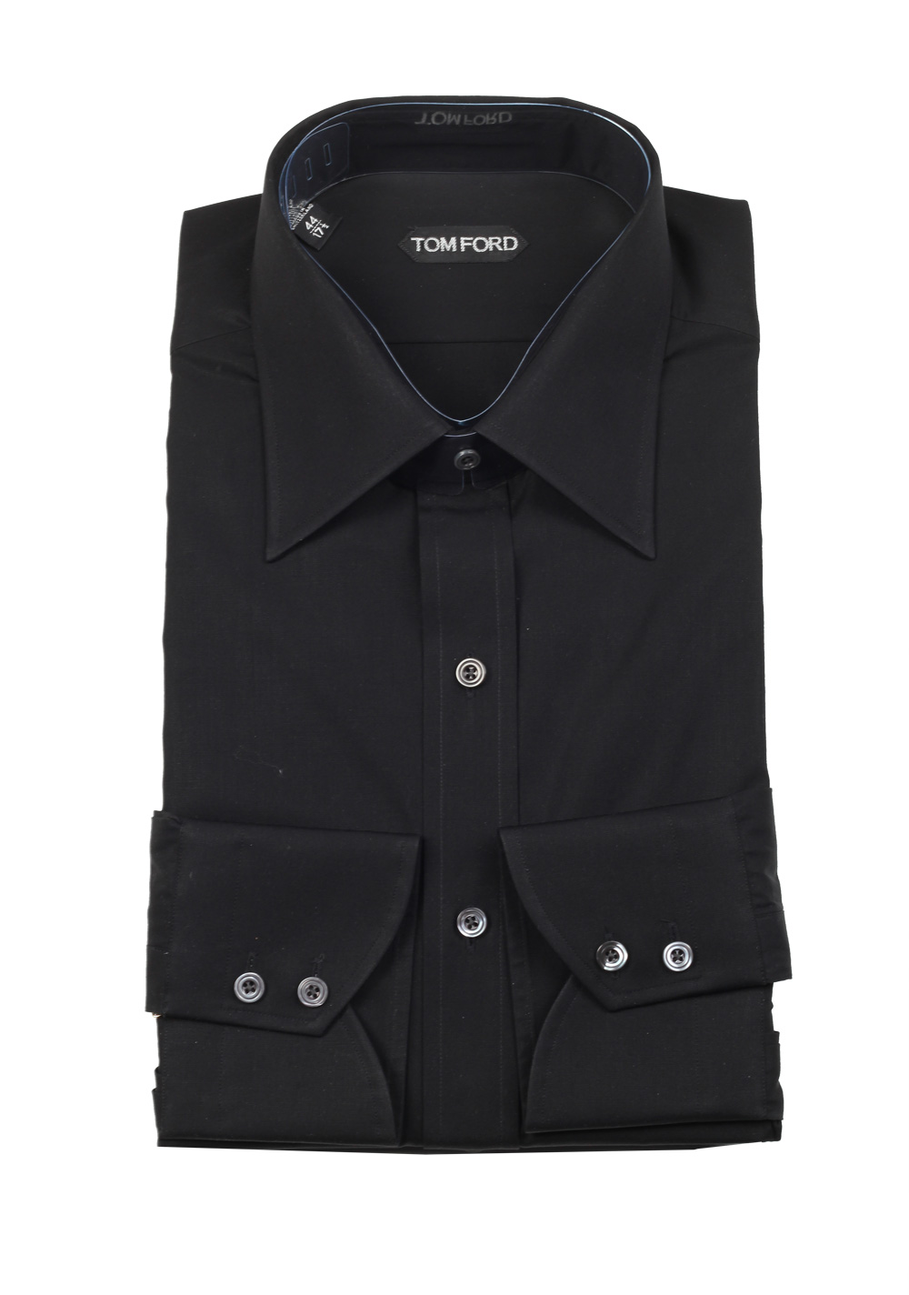 TOM FORD Solid Black Dress Shirt Size 44 / 17,5 U.S. | Costume Limité
