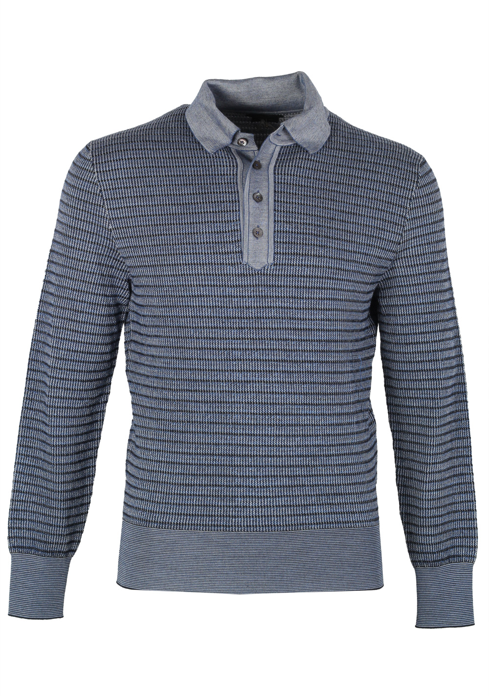 TOM FORD Blue Long Sleeve Polo Sweater Size 48 / 38R U.S. In Wool Silk | Costume Limité