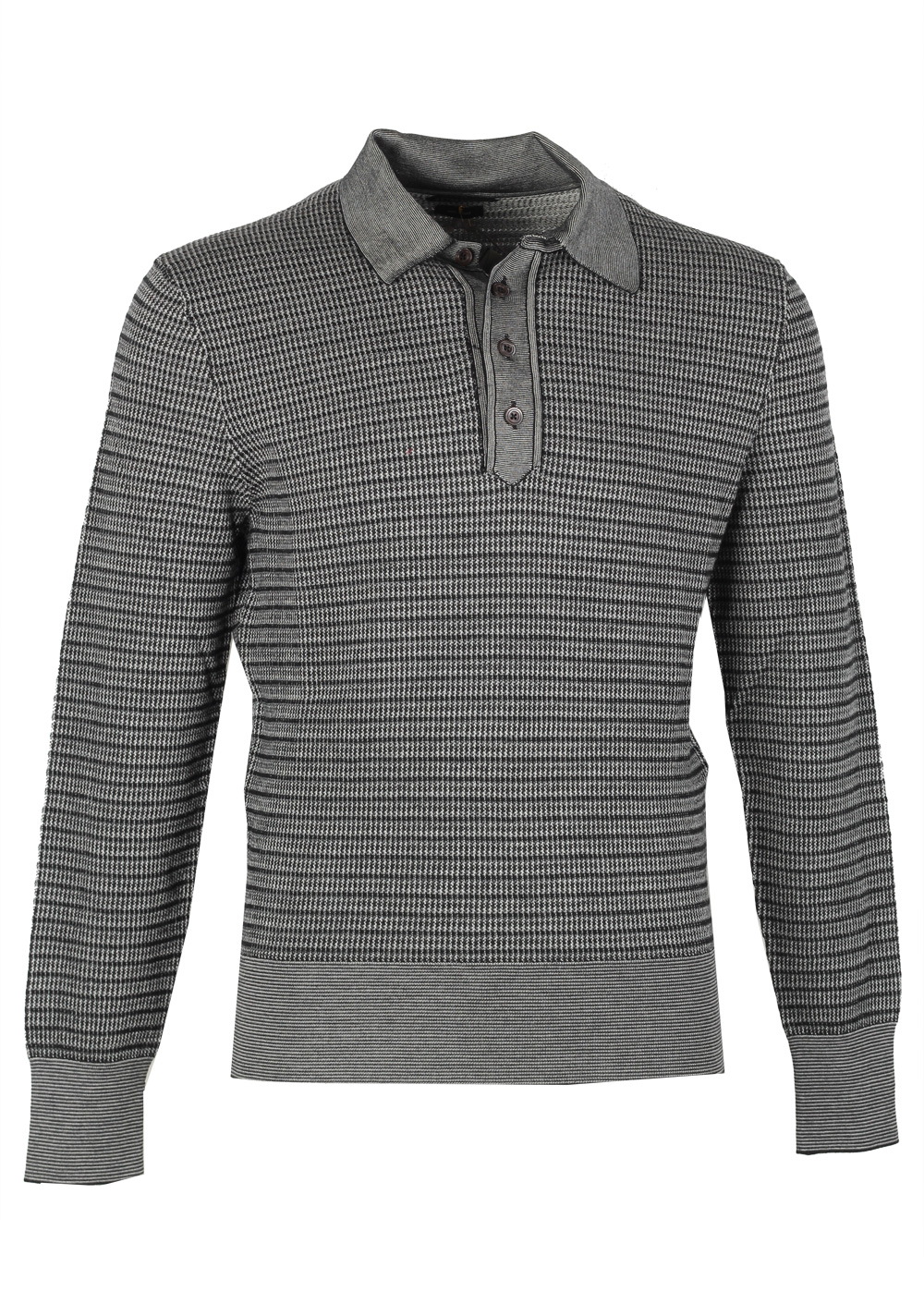 TOM FORD Gray Long Sleeve Polo Sweater Size 48 / 38R U.S. In Wool Silk | Costume Limité