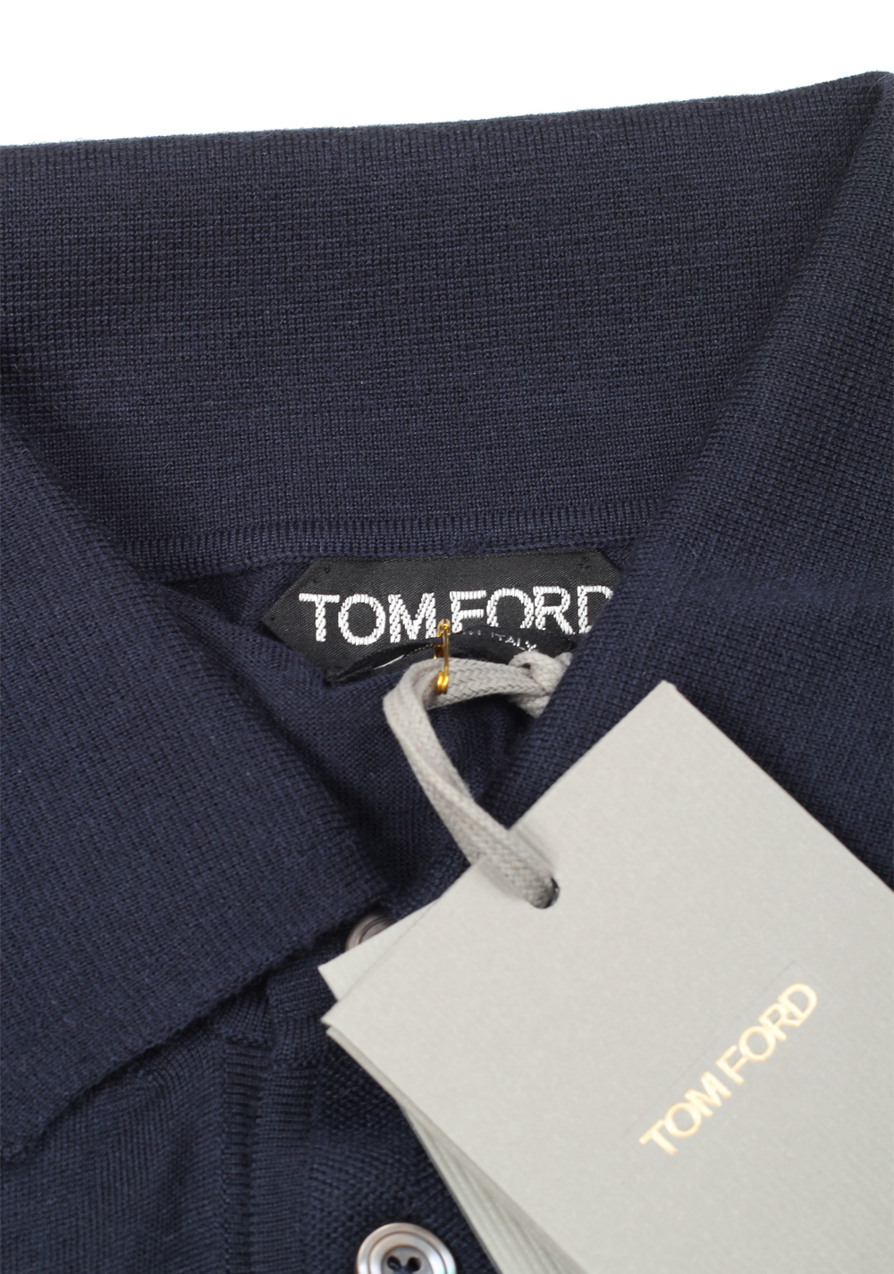 TOM FORD Blue Long Sleeve Polo Sweater Size 56 / 46R U.S. In Cashmere | Costume Limité