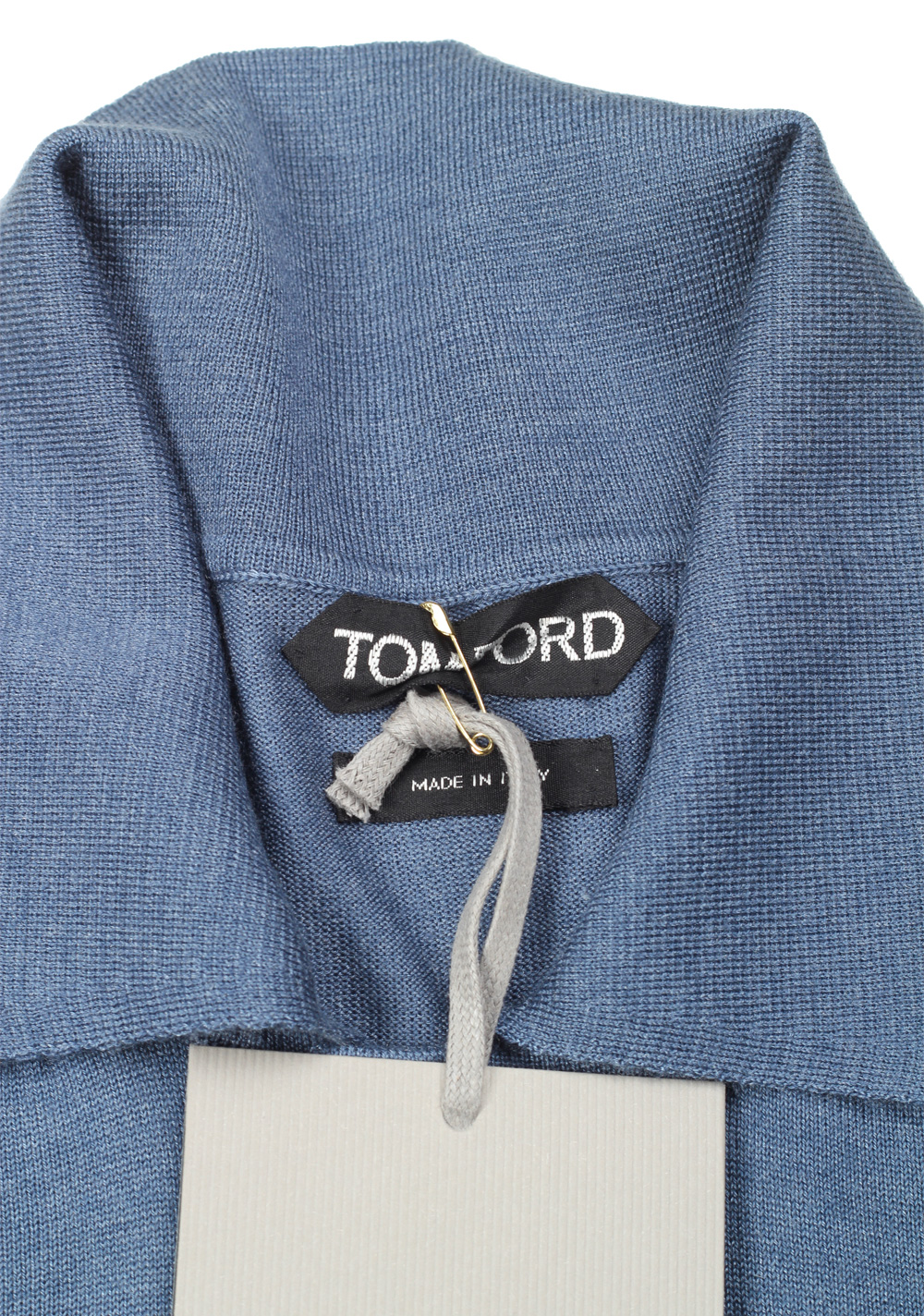 TOM FORD Blue Long Sleeve Polo Sweater Size 48 / 38R U.S. In Cashmere Silk | Costume Limité