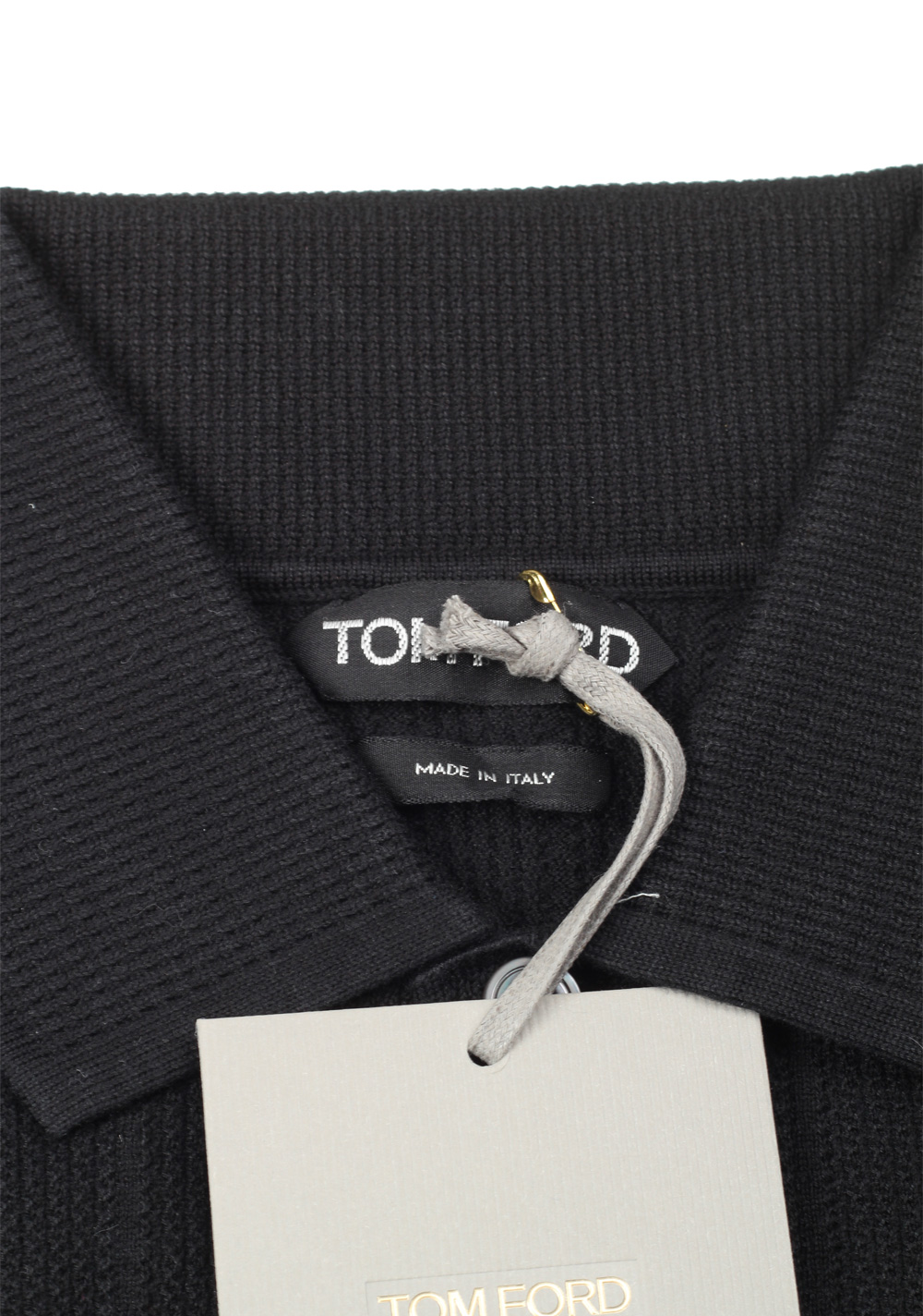 TOM FORD Black Long Sleeve Polo Sweater Size 48 / 38R U.S. In Cotton | Costume Limité