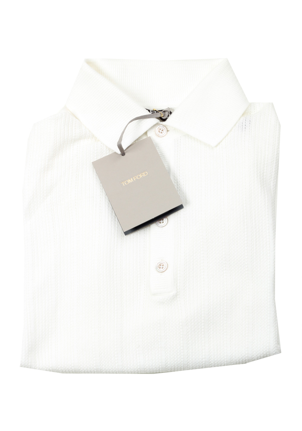 TOM FORD White Long Sleeve Polo Sweater Size 48 / 38R U.S. In Cotton | Costume Limité