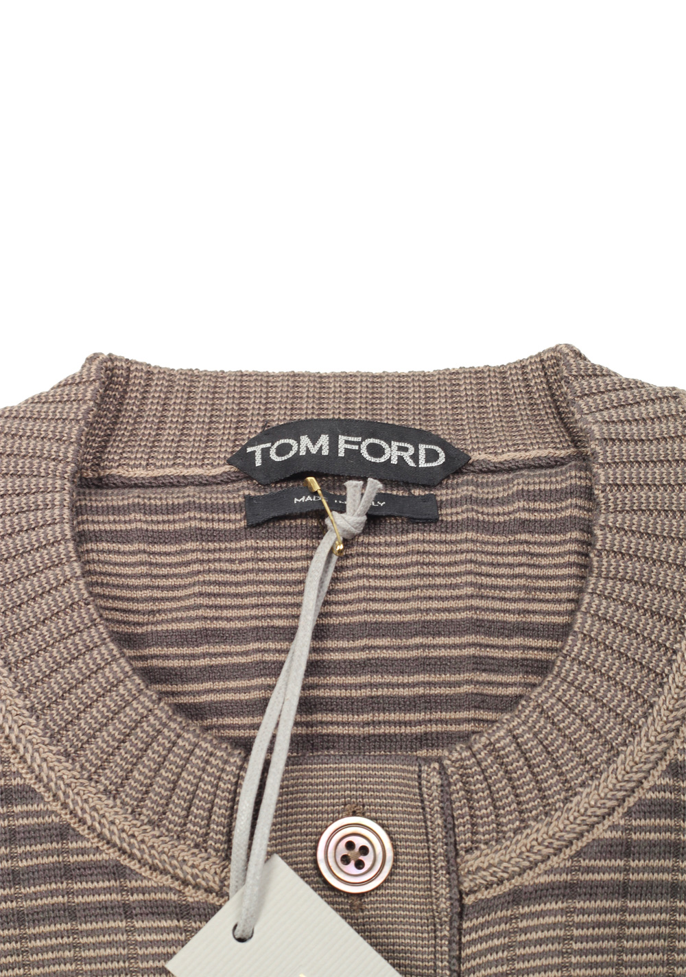 TOM FORD Brown Long Sleeve Henley Sweater Size 48 / 38R U.S. In Silk Blend | Costume Limité