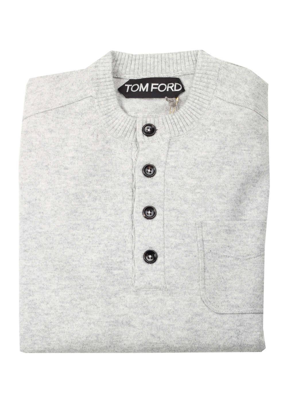 TOM FORD Gray Long Sleeve Henley Sweater Size 48 / 38R U.S. In Cashmere | Costume Limité