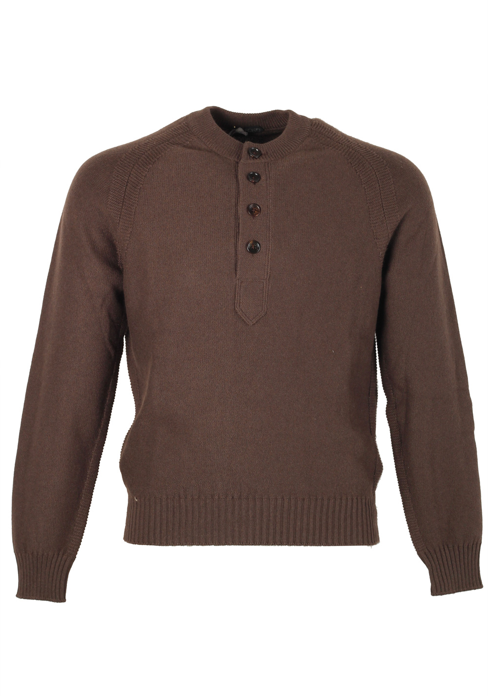 TOM FORD Brown Long Sleeve Henley Sweater Size 48 / 38R U.S. In Silk Cashmere Blend | Costume Limité