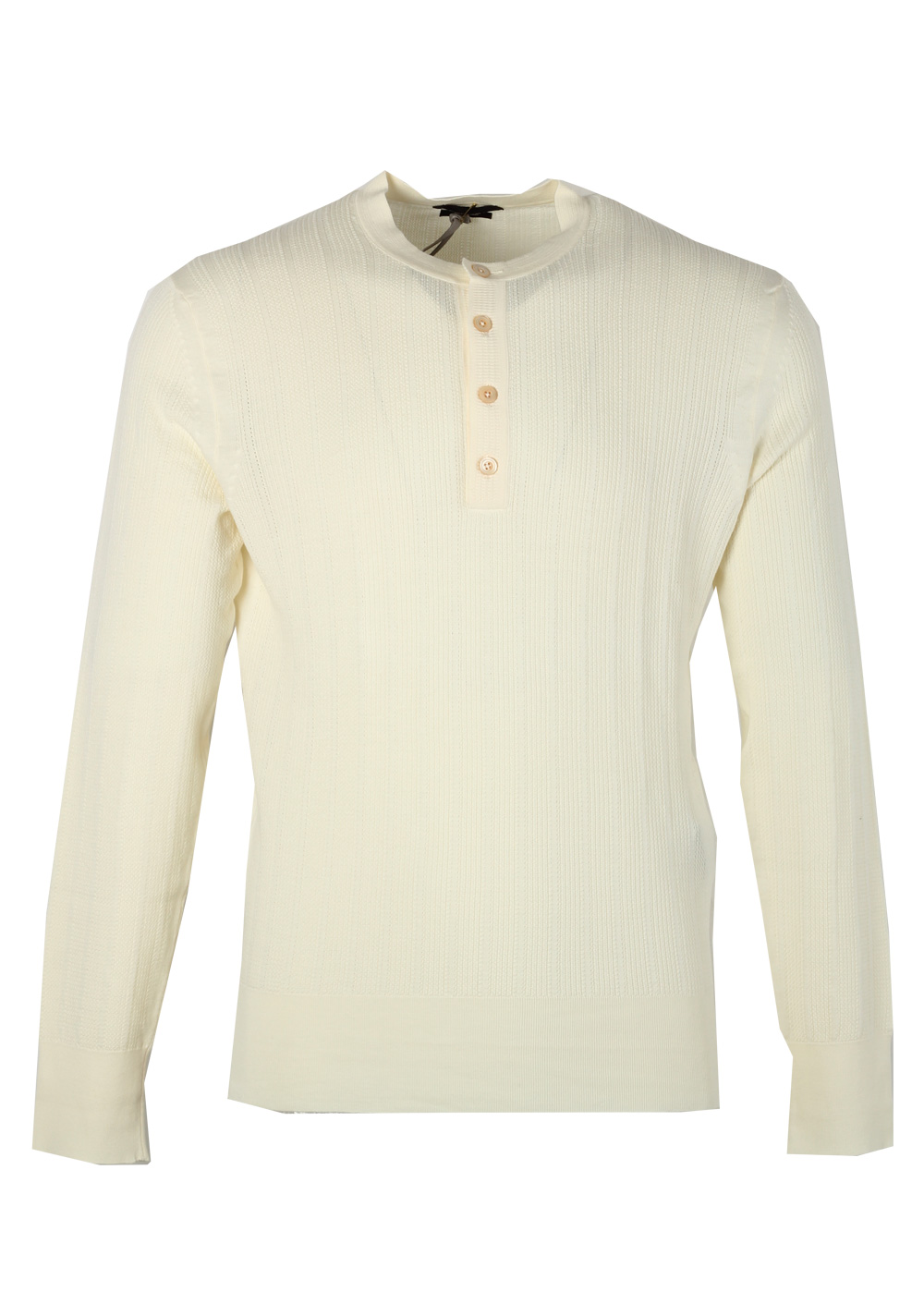 TOM FORD Off White Long Sleeve Henley Sweater Size 48 / 38R U.S. In Cashmere Blend | Costume Limité