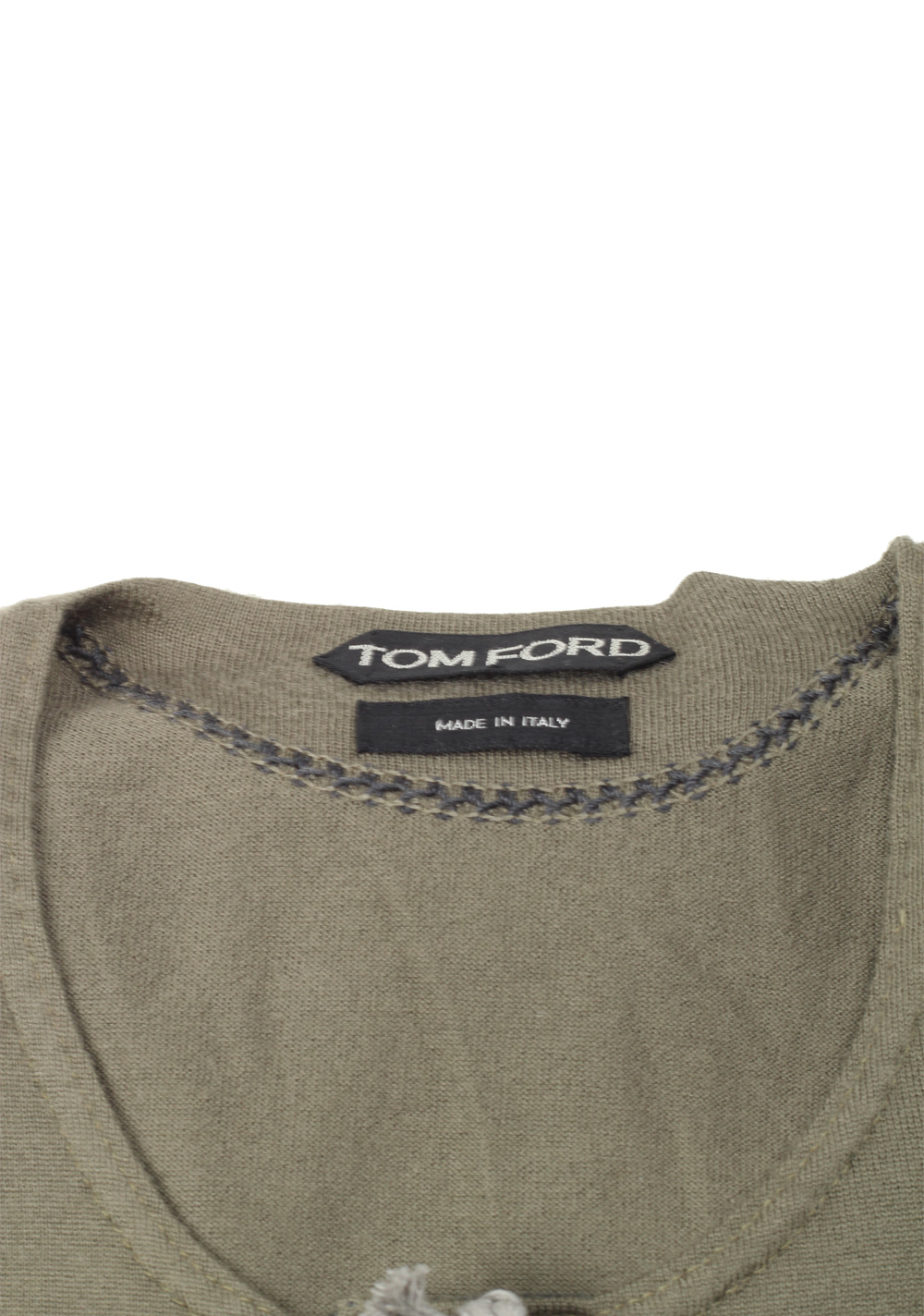 TOM FORD Green Long Sleeve Henley Sweater Size 48 / 38R U.S. In Cashmere | Costume Limité