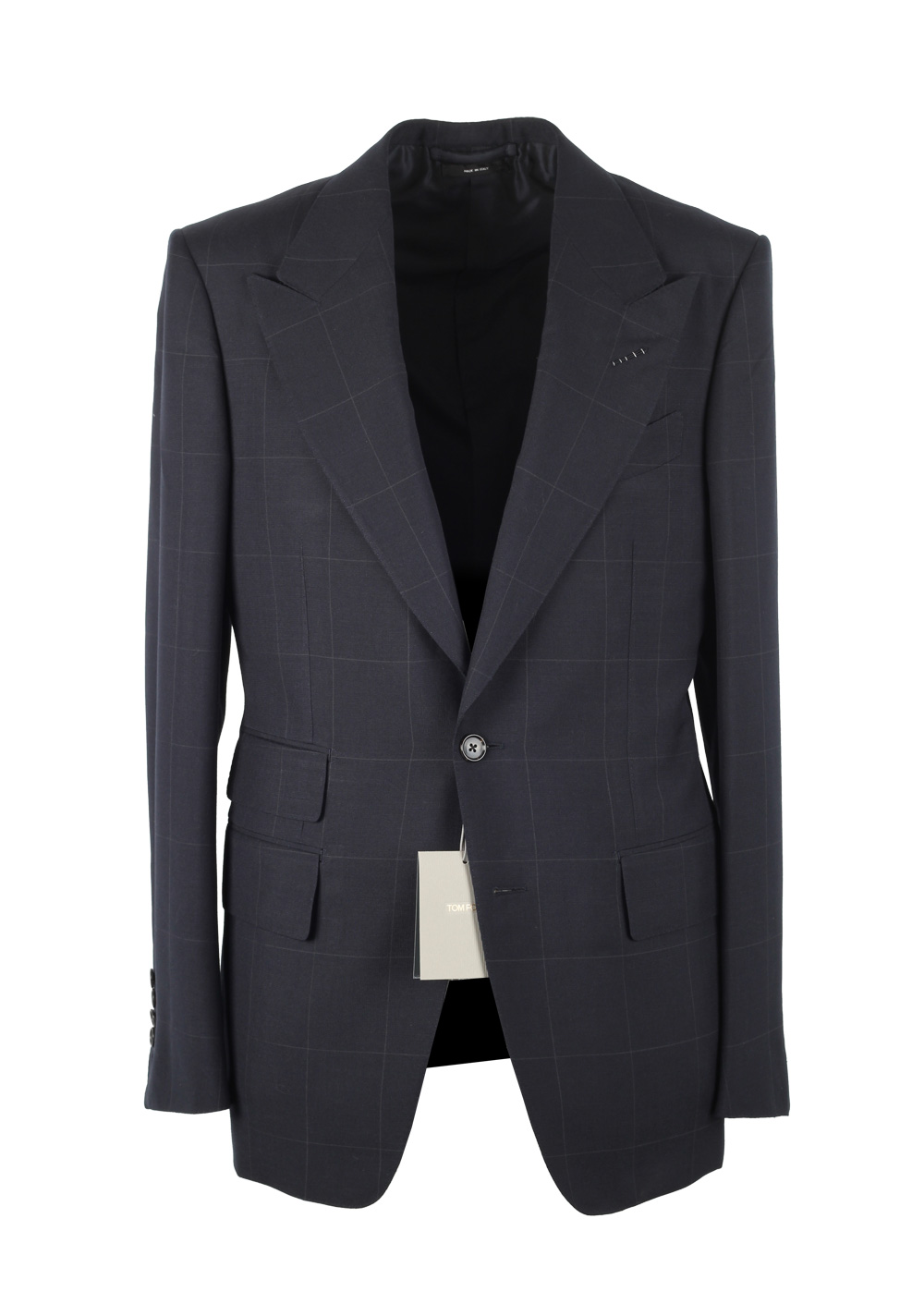 TOM FORD Shelton Checked Blue Suit Size 48 / 38R U.S. In Wool Mohair | Costume Limité