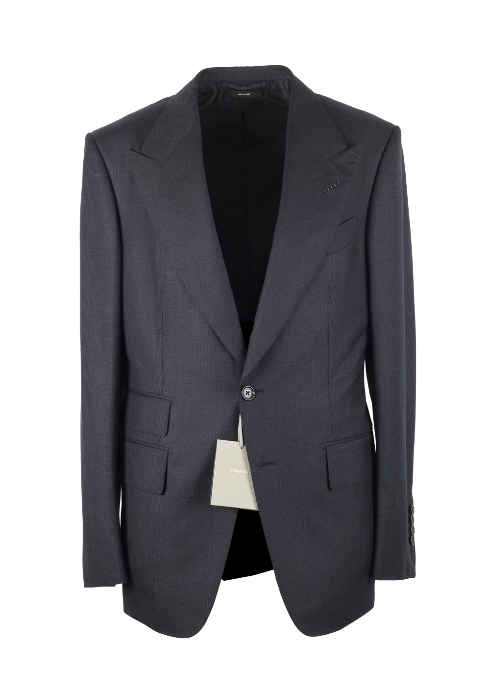 TOM FORD Shelton Checked Blue Suit Size 48 / 38R U.S. In Wool | Costume Limité