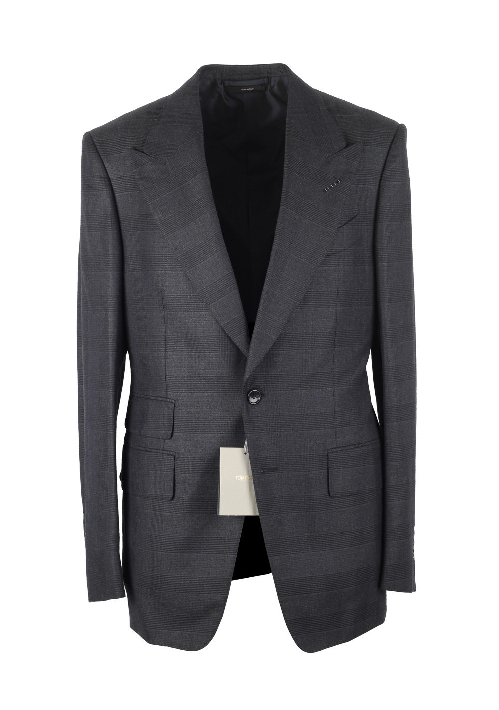 TOM FORD Shelton Checked Blueish Gray Suit Size 48 / 38R U.S. In Wool Silk | Costume Limité