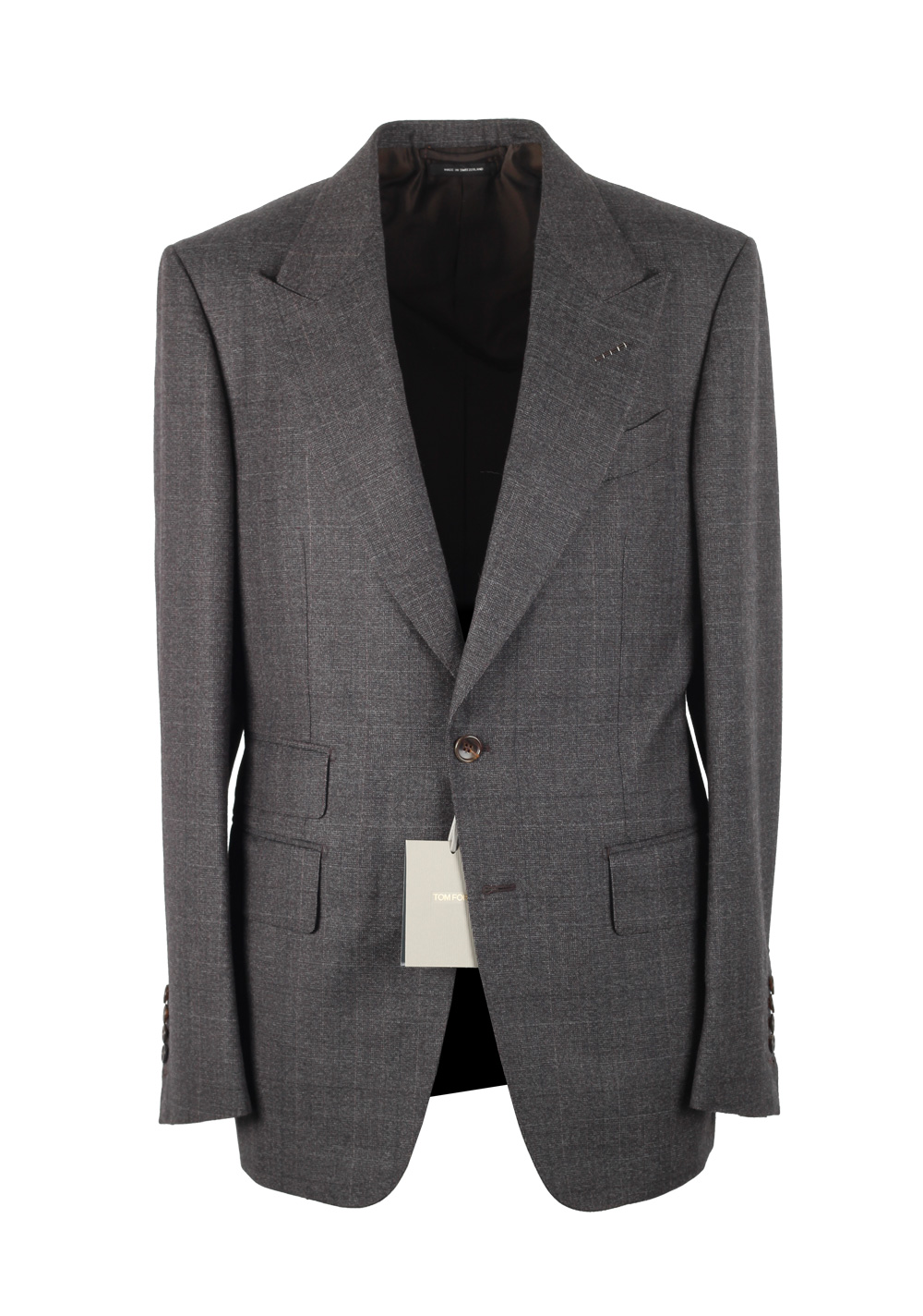TOM FORD Shelton Checked Gray Suit Size 48 / 38R U.S. In Wool | Costume Limité