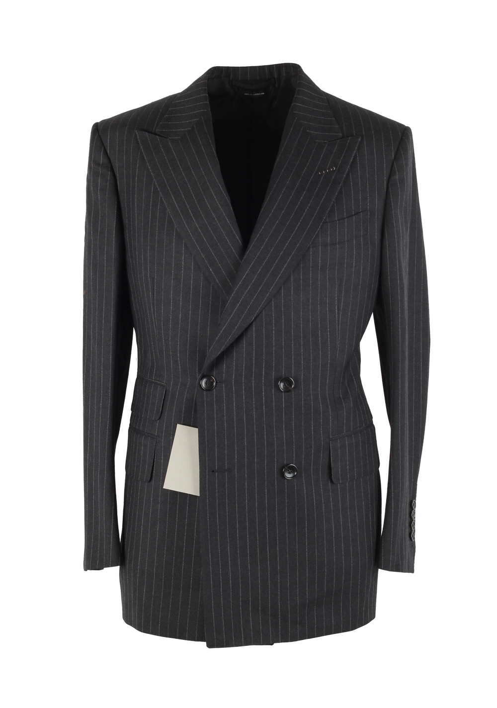 TOM FORD Shelton Double Breasted Striped Gray Sport Coat Size 48 / 38R U.S. In Wool | Costume Limité