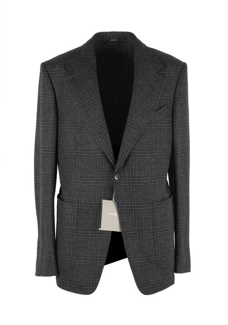 TOM FORD Shelton Checked Gray Sport Coat Size 48 / 38R U.S. In Wool Alpaca Cashmere - thumbnail | Costume Limité