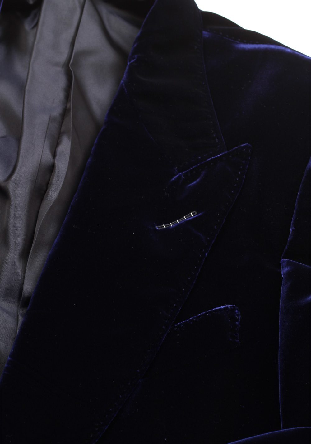 TOM FORD Shelton Blue Sport Coat Velvet Tuxedo Dinner Jacket Size 50 / 40R U.S. | Costume Limité