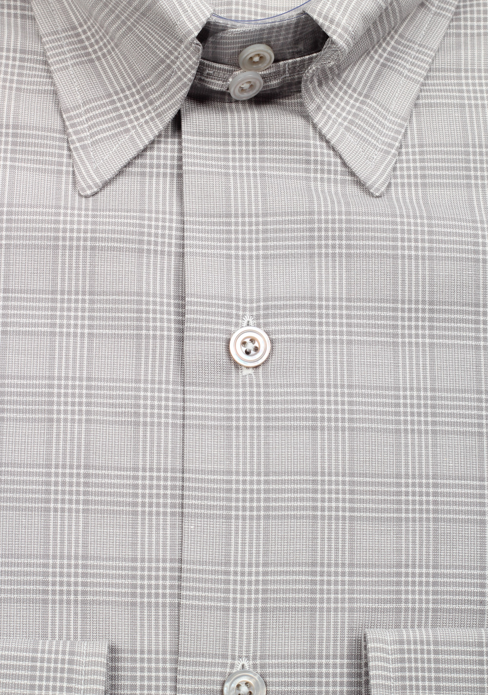 TOM FORD Checked Gray High Collar Dress Shirt Size 40 / 15,75 U.S. | Costume Limité